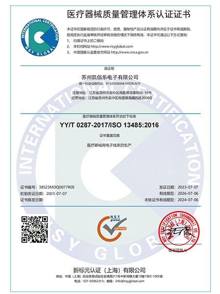 ISO13485中文版資質(zhì)證書(shū)